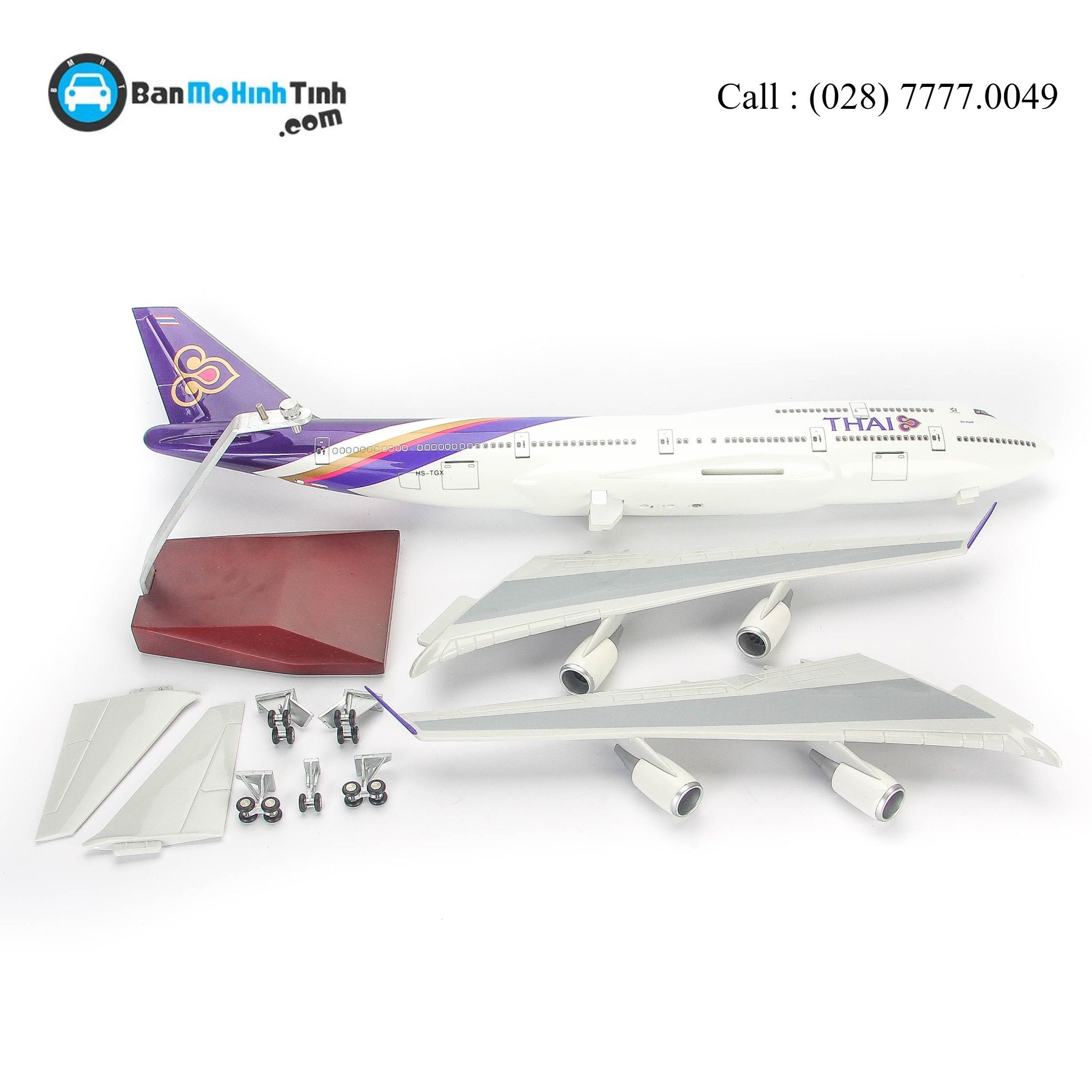 MÔ HÌNH MÁY BAY B747 THÁI EVERFLY 47CM (LED)