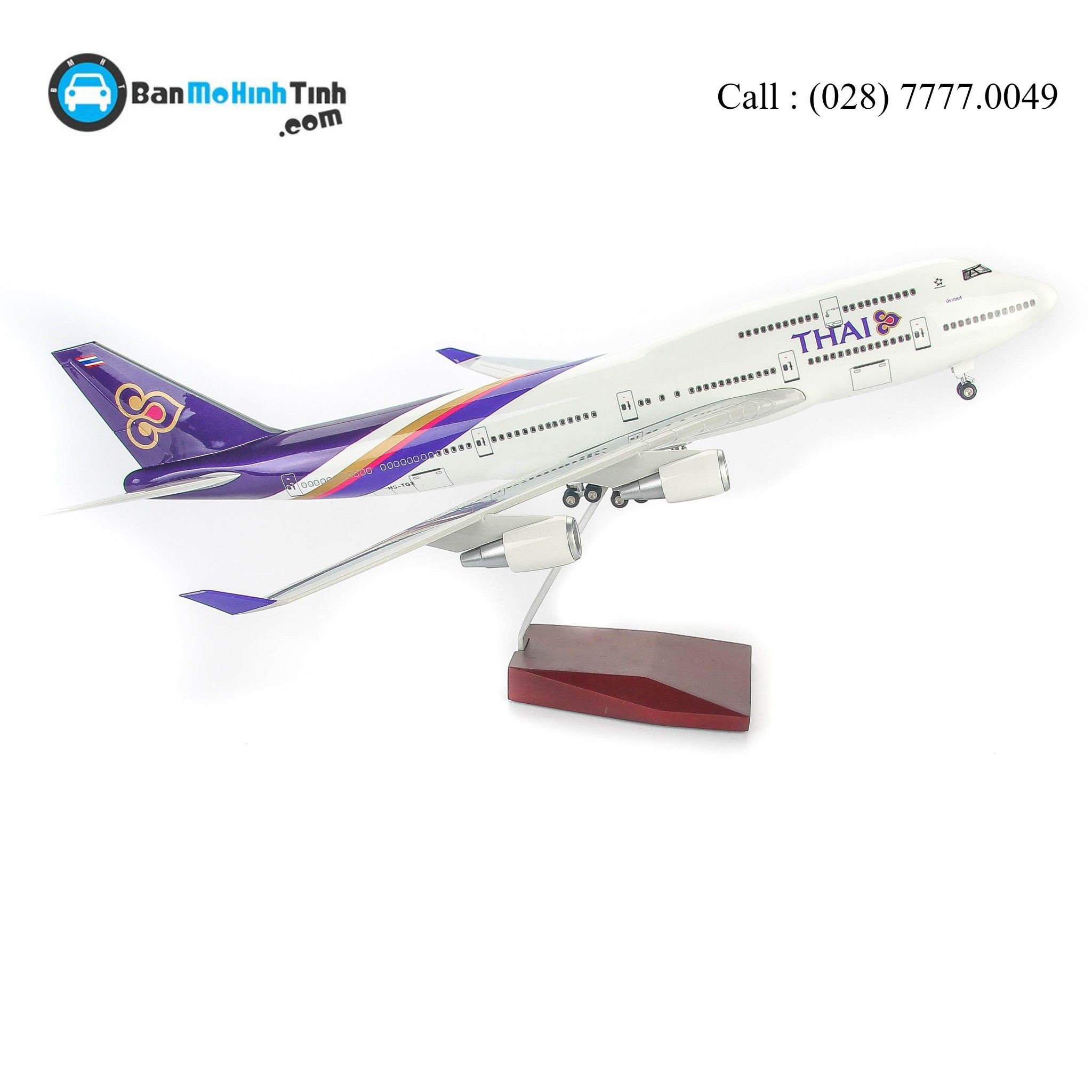 MÔ HÌNH MÁY BAY B747 THÁI EVERFLY 47CM (LED)