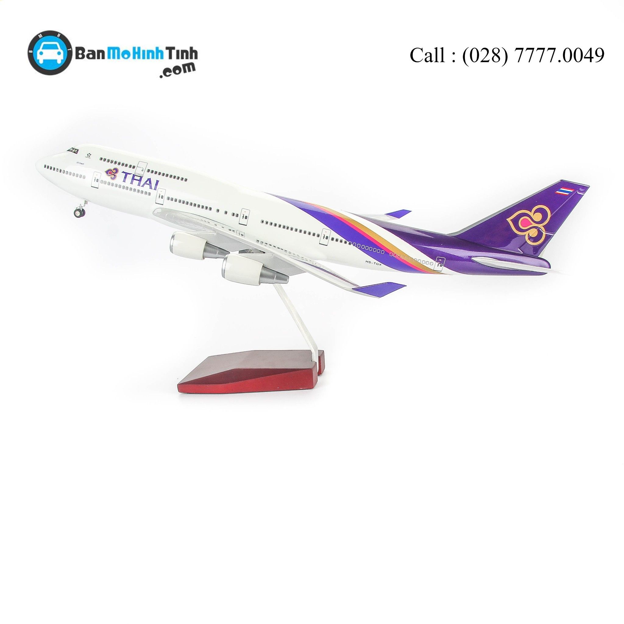 MÔ HÌNH MÁY BAY B747 THÁI EVERFLY 47CM (LED)