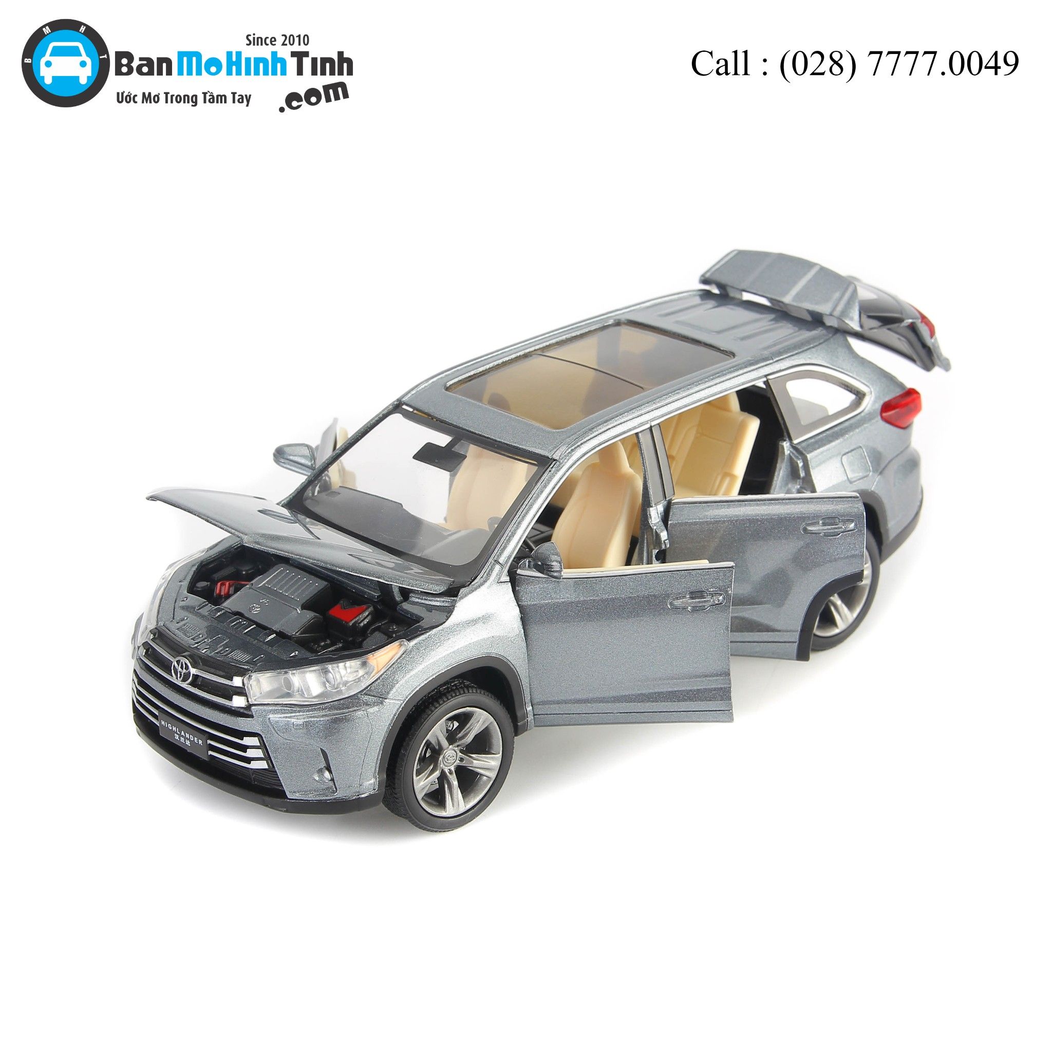 MÔ HÌNH TOYOTA HIGHLANDER 2019 GRAY 1:32 JACKIE KIM