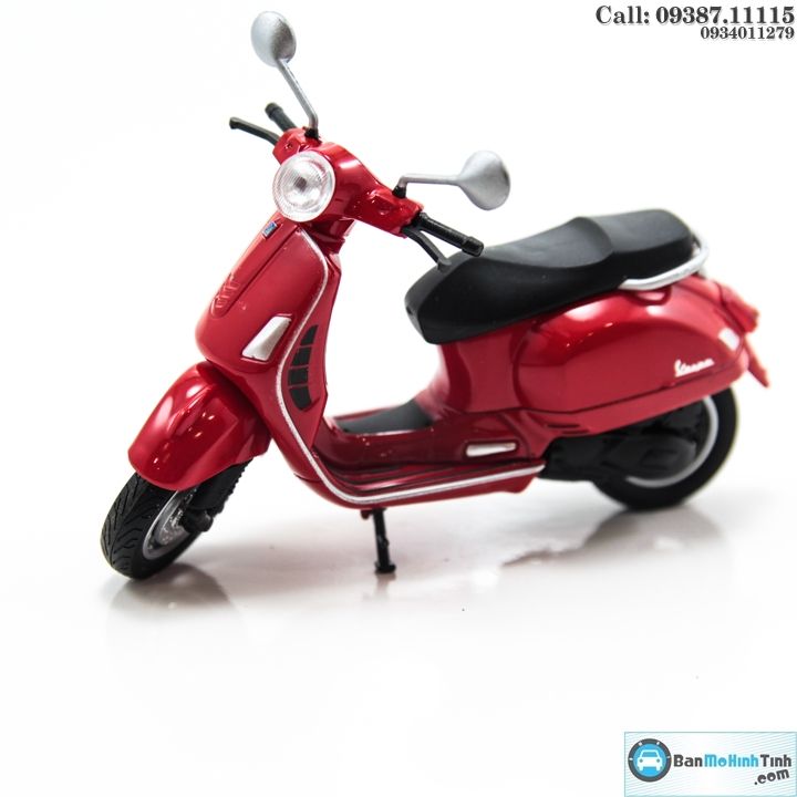 MÔ HÌNH VESPA GTS 125CC RED 2017 1:18 WELLY