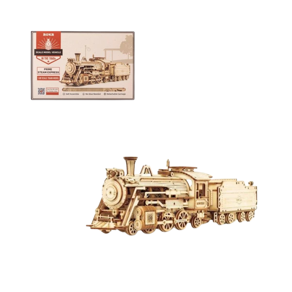 Mô hình gỗ lắp ráp 3D Prime Steam Express (Xe Lửa) (Wood Color) - Robotime MC501 - WP032