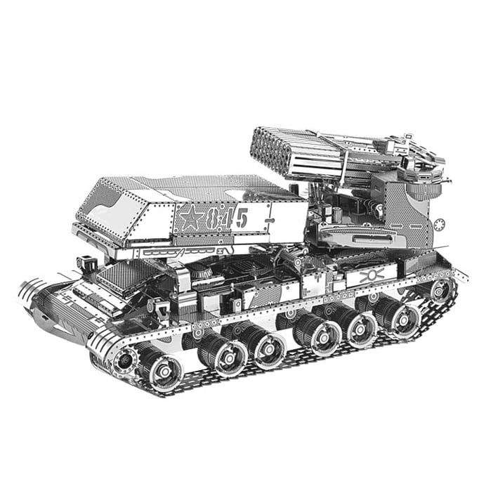 Mô Hình Kim Loại Lắp Ráp 3D Xe Pháo Phản Lực 122mm Multi-Barrel Rocket Launcher (Silver) – Metal Works MP458