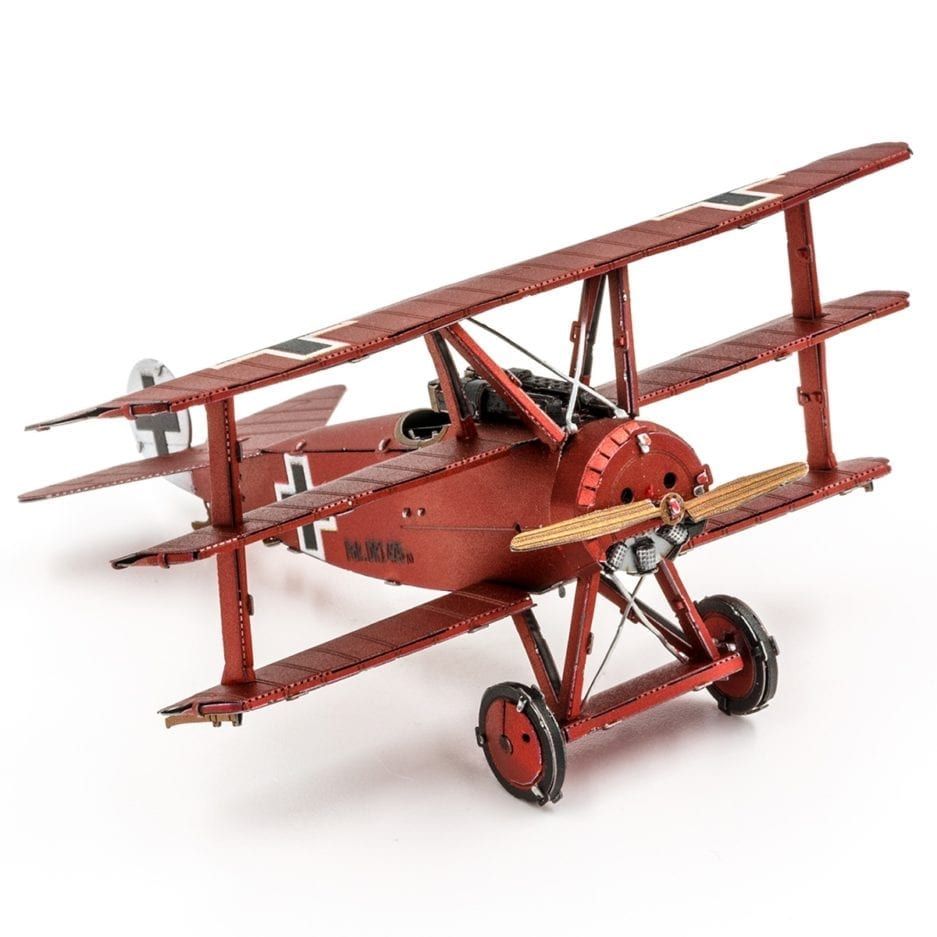 Mô hình kim loại lắp ráp 3D Fokker DR.I Triplane (Máy Bay Tiêm Kích Fokker) (Red) - Metal Head MP928