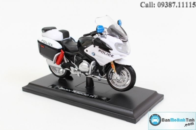  Mô hình xe mô tô  BMW R 1200 RT Police White 1:18 Maisto 