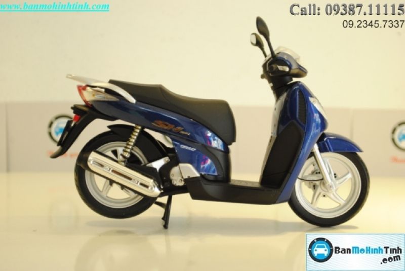  Mô hình xe mô tô  Honda Sh125i 2007 1:12 Blue Dealer 