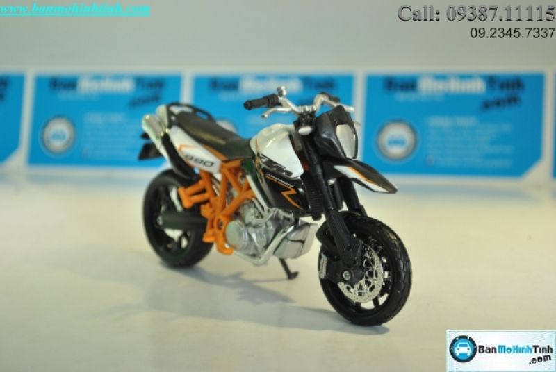  Mô hình xe mô tô  KTM 990 Supermoto R White 1:18 Burago 