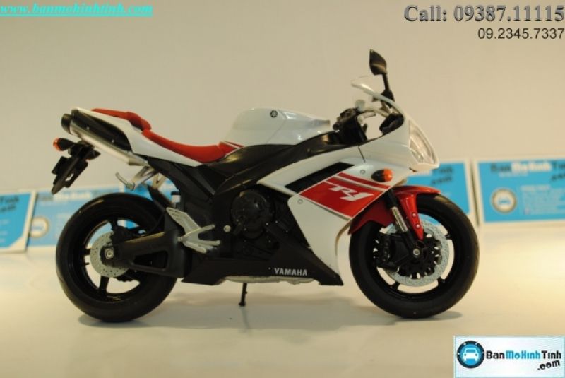  Mô hình xe mô tô  Yamaha R1 White 1:10 Welly 