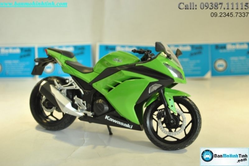  Mô hình xe mô tô  Kawasaki Ninja 250 Green 1:12 Joycity 