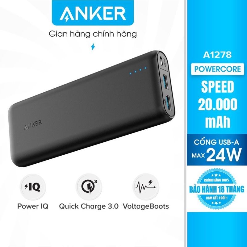 Anker powercore speed 20000 QC 3.0 & powerIQ - A1278