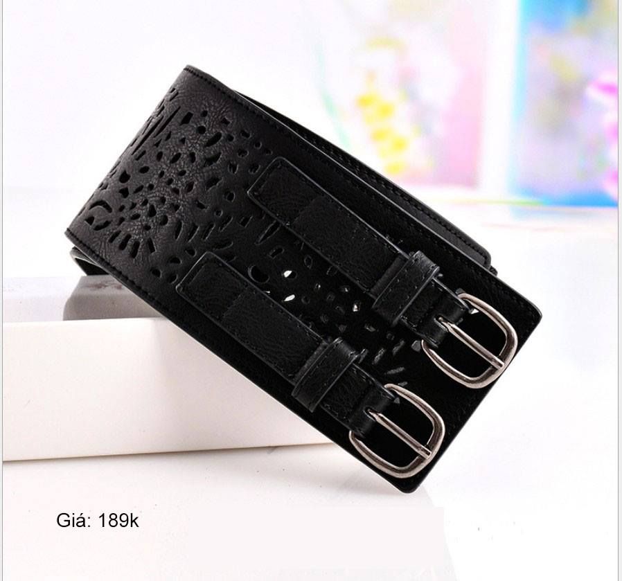 Madam Dzi Thắt lưng cut out bản to đen