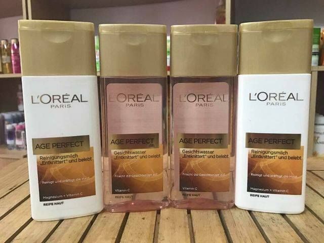 BỘ SỮA RỬA MẶT, NƯỚC HOA HỒNG CHỐNG LÃO HÓA - L'OREAL
