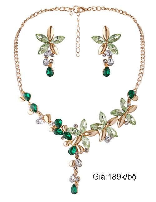 Bộ Vòng Cổ Đá Xanh Lá