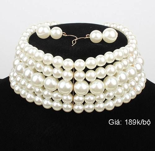 Bộ Vòng Cổ Ngọc Trai 5 Dây
