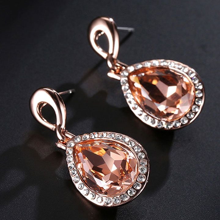 Bông tai pha lê giọt nước