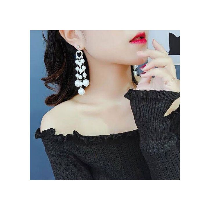 Bông tai trái tim hạt châu