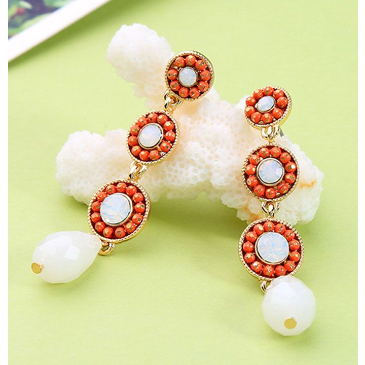 Bông tai đính hạt cam