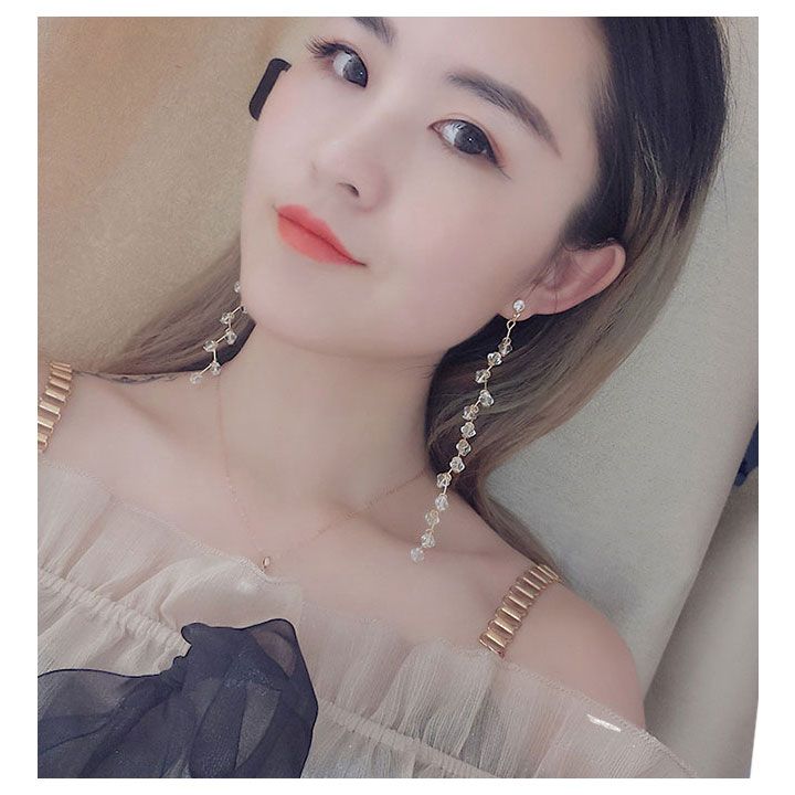 Bông tai pha lê thả dài
