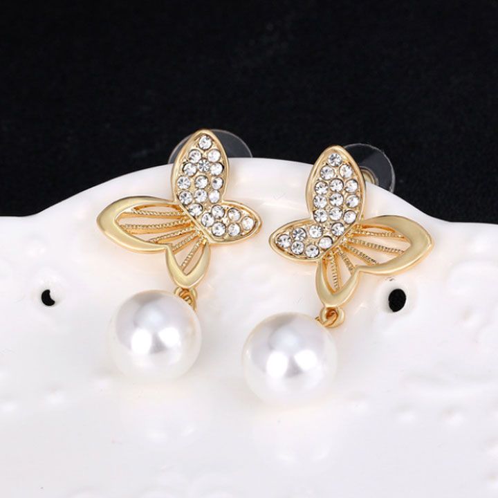 Bông tai cánh bướm hạt châu