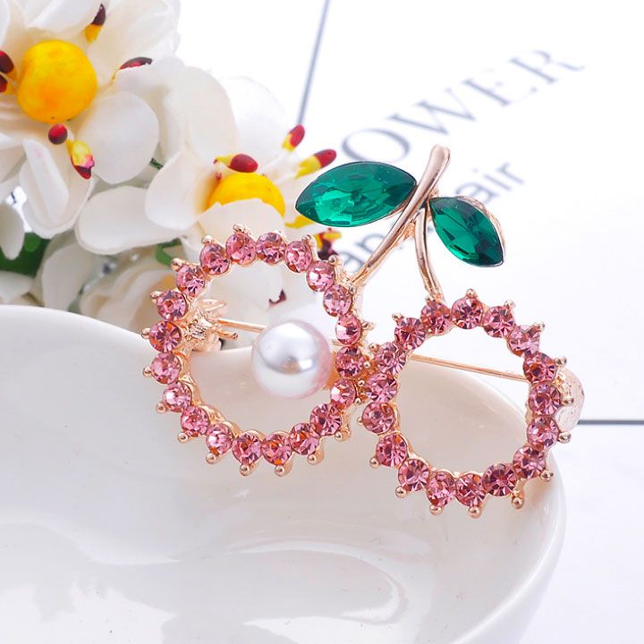 Cài áo cherry hạt đá