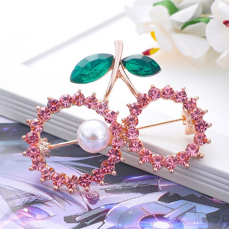 Cài áo cherry hạt đá