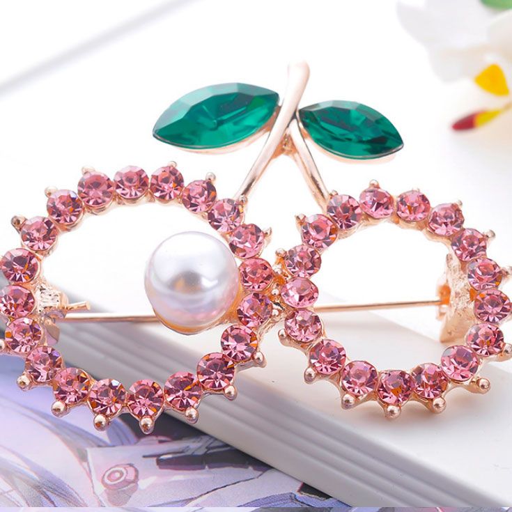 Cài áo cherry hạt đá