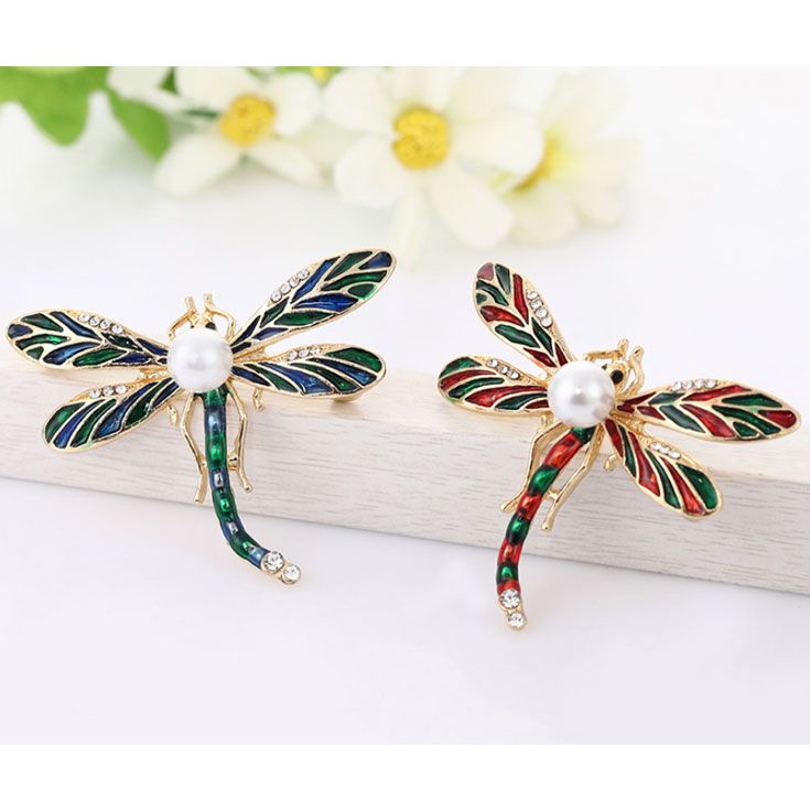Cài áo chuồn chuồn viền xanh