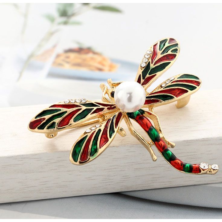 Cài áo chuồn chuồn viền xanh