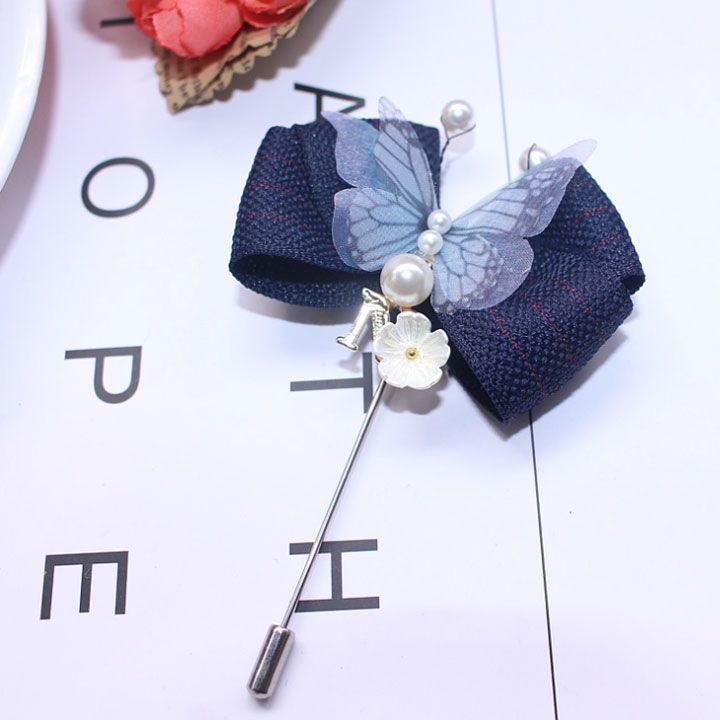 Cài áo nơ bướm xanh
