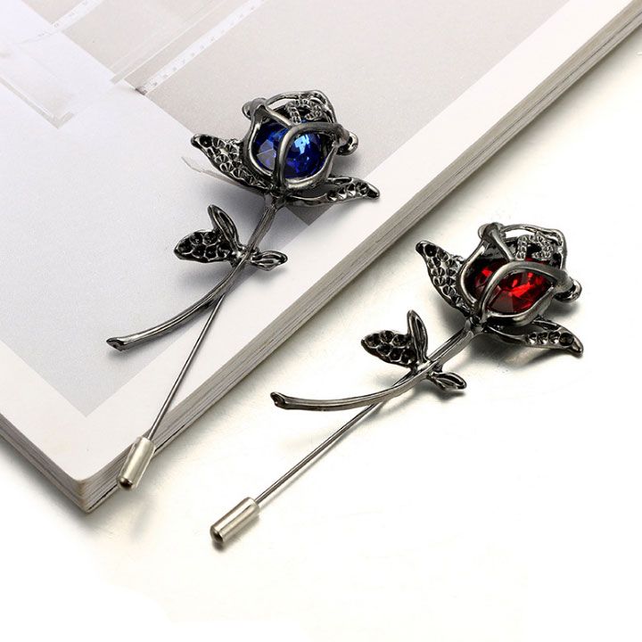 Cài áo trâm hoa hồng đỏ