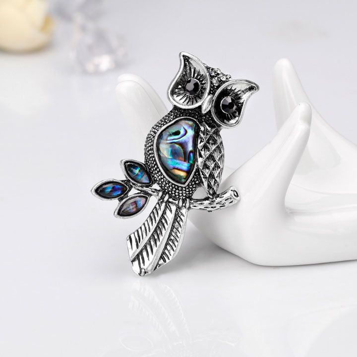 Cài áo cú khảm xà cừ xanh