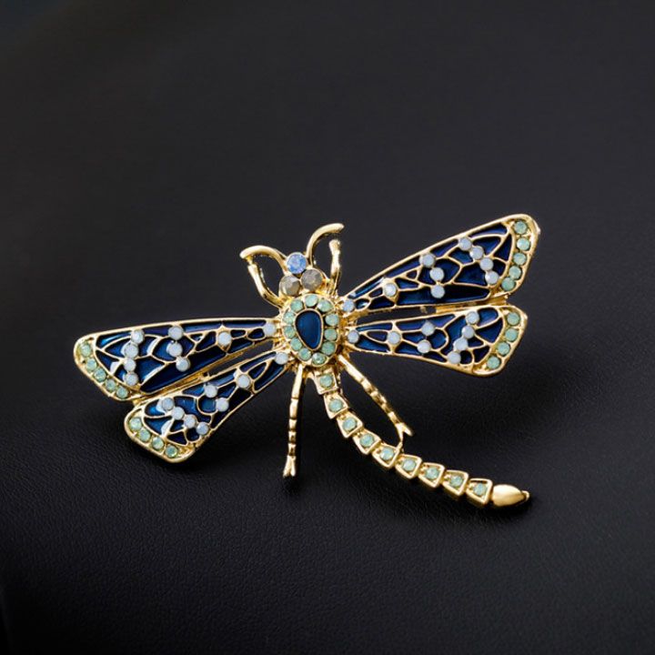 Cài áo chuồn chuồn cánh xanh