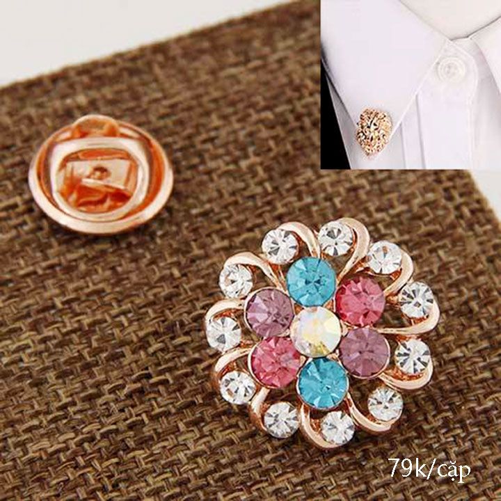 Combo cài cổ sơ mi hoa sắc màu