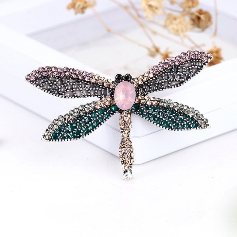 Cài áo chuồn chuồn kim xanh lá