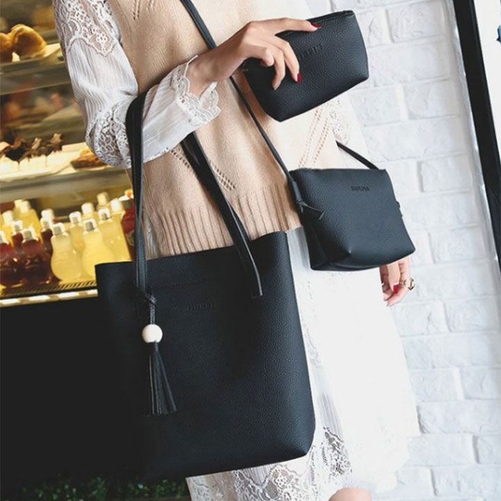 Madam Dzi Set 3 Túi Lót Da Lộn Đen