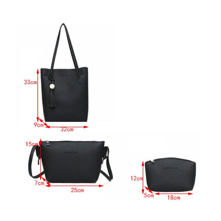 Madam Dzi Set 3 Túi Lót Da Lộn Đen