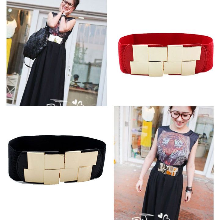 Madam Dzi Thắt lưng thun khóa hợp kim nâu