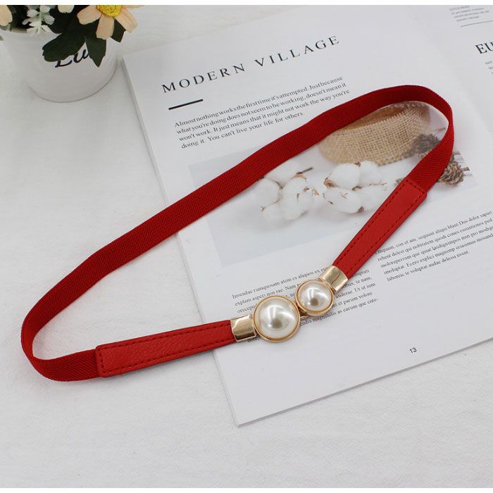 Madam Dzi Thắt lưng thun hạt châu đỏ
