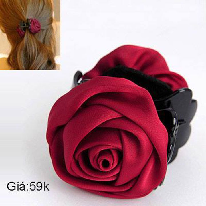 Kẹp gắp tóc hoa hồng đỏ