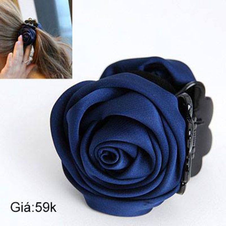 Kẹp gắp tóc hoa hồng xanh dương