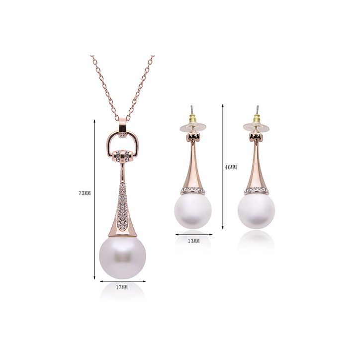 Bộ vòng cổ bông tai hạt trai