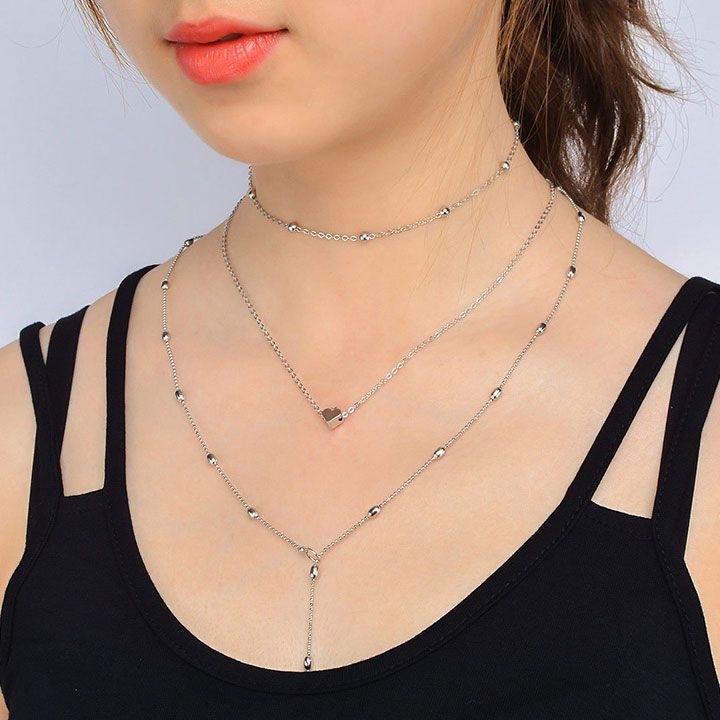 Vòng Cổ Trái Tim Bạc