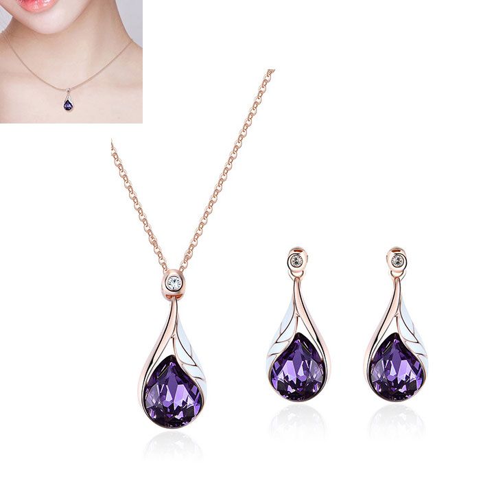 Bộ Vòng Cổ Pha Lê Tím