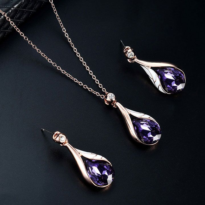 Bộ Vòng Cổ Pha Lê Tím
