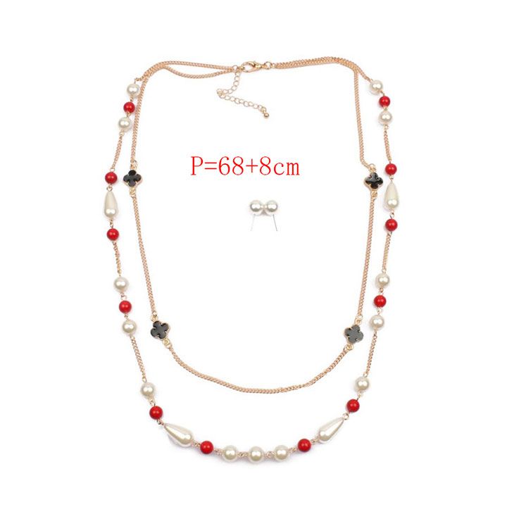 Bộ vòng cổ hạt châu đỏ