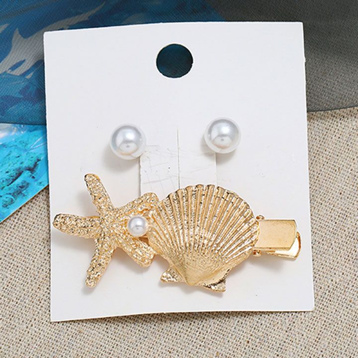 Combo kẹp tóc bông tai đại dương