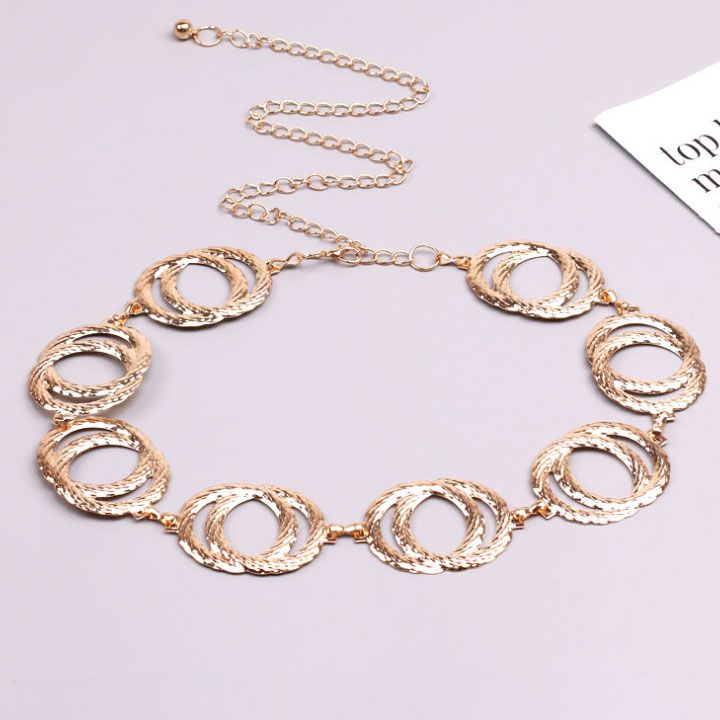 Thắt lưng hợp kim khoen tròn vàng
