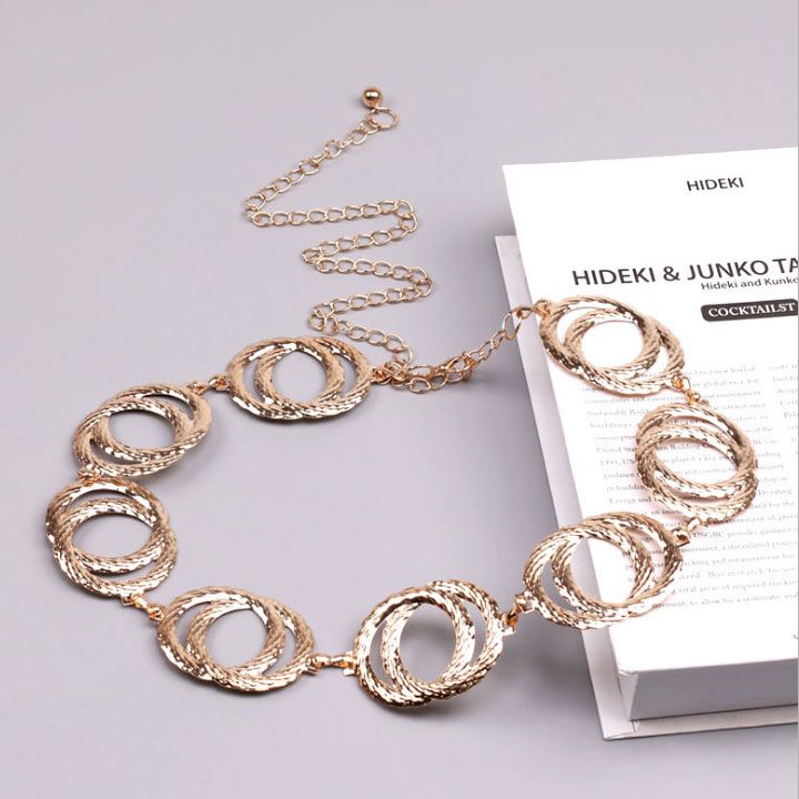 Thắt lưng hợp kim khoen tròn vàng