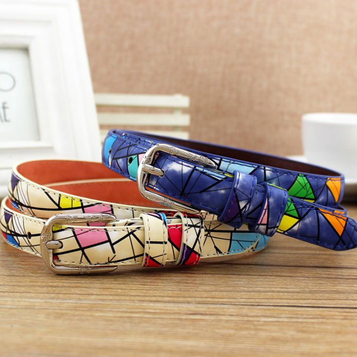 Thắt lưng da phối họa tiết colorful