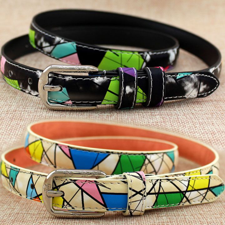 Thắt lưng da phối họa tiết colorful